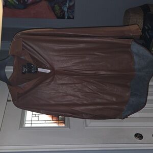 Ella Tan Faux Leather Shirt Jacket